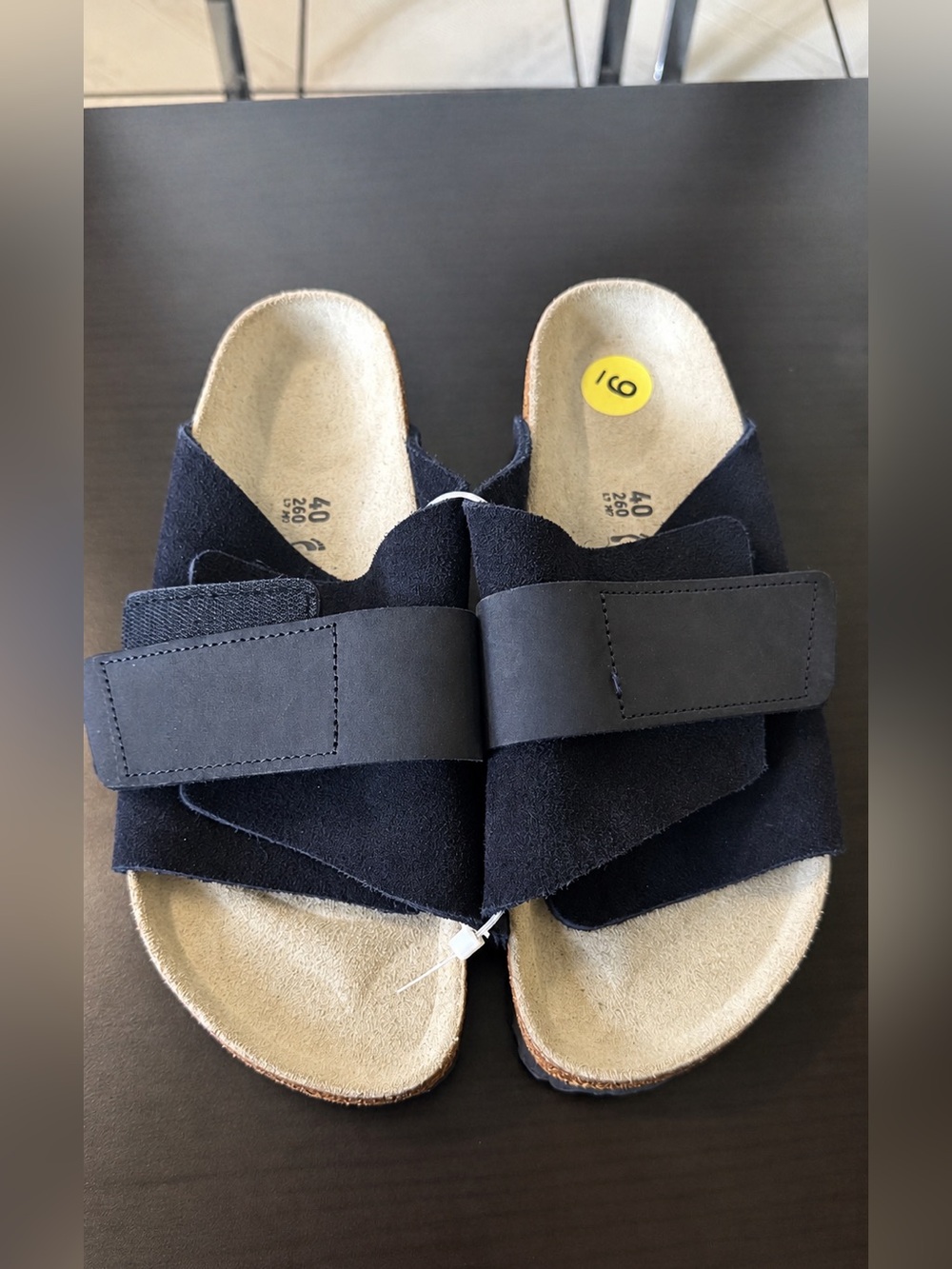 Birkenstock Kids Black Suede Adjustable Slide Sandals